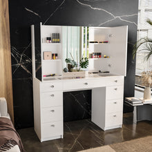 Boahaus Lily Makeup Vanity Table with Frameless Cabinet Mirrors & Glass Top | Elegance Redefined