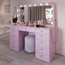 Boahaus Orla Makeup Vanity Table with Built-in Lights, USB Ports & Glass Top | Premium Design