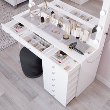 Boahaus Ketevan Lighted Vanity Table with Glass Top | White Premium Design