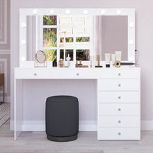 Boahaus Ketevan Lighted Vanity Table with Glass Top | White Premium Design