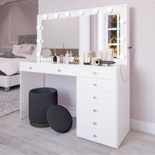 Boahaus Ketevan Lighted Vanity Table with Glass Top | White Premium Design