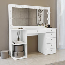 Boahaus Louise Lighted Vanity Table with Glass Top | White Premium Design