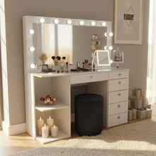 Louise Lighted Vanity Table with Glass Top
