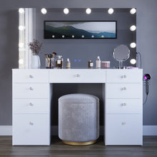 Boahaus Leonore Lighted Vanity Table with Glass Top | White Premium Design