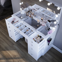 Boahaus Leonore Lighted Vanity Table with Glass Top | White Premium Design