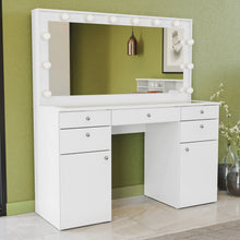 Boahaus Kiana Lighted Vanity Table with Glass Top | White Premium Design