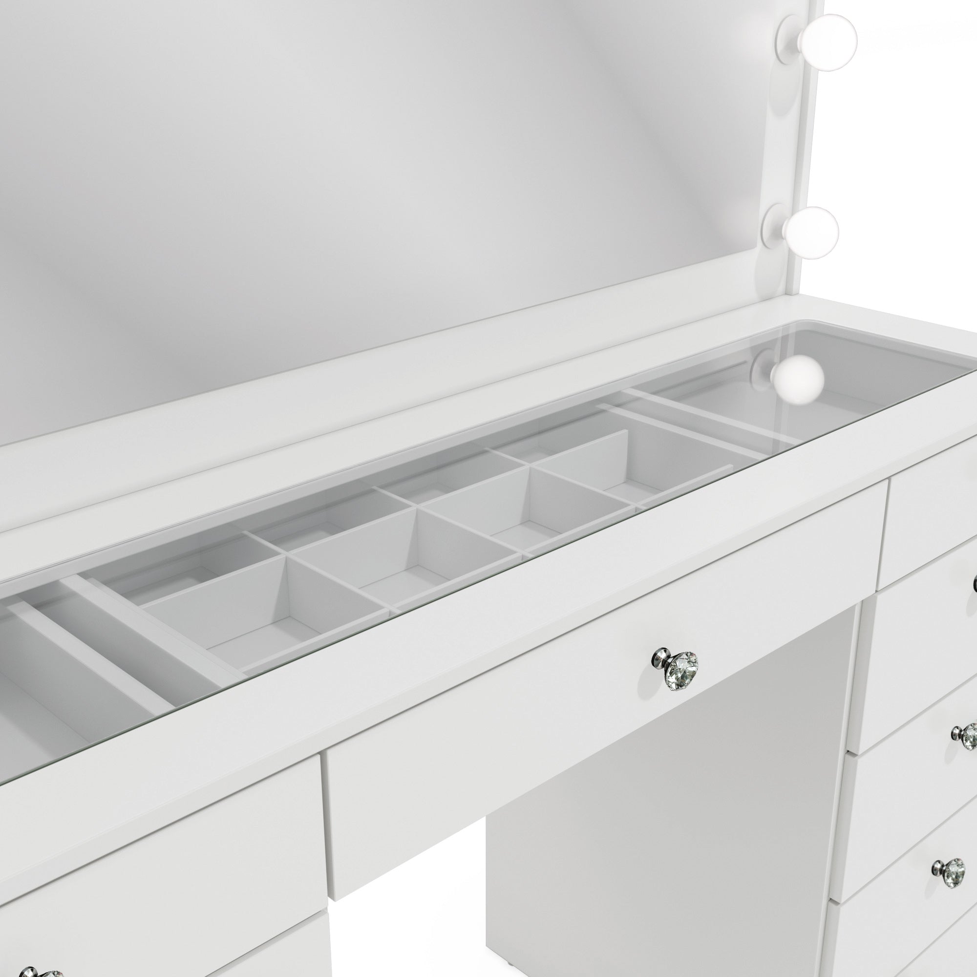 Jezebel Lighted Vanity Table with Glass Top