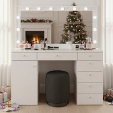 Jezebel Lighted Vanity Table with Glass Top | White Premium Design