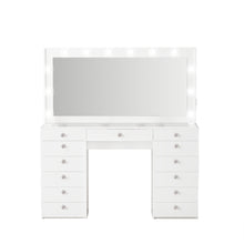 Boahaus Lindsay Lighted Vanity Table with Glass Top | White Premium Design