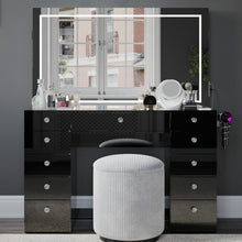 Amelia Premium Makeup Vanity with Full-Width LED Mirror, Bluetooth Speakers, and 11 Storage Drawers | Boahaus Vanity