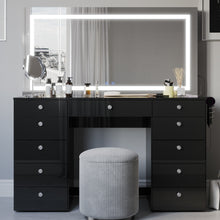 Lydia Extra-Large Premium Makeup Vanity with LED Mirror, Bluetooth Speakers, and 11 Drawers | Boahaus Vanity