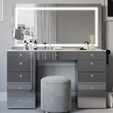 Lydia Extra-Large Premium Makeup Vanity with LED Mirror, Bluetooth Speakers, and 11 Drawers | Boahaus Vanity (W)