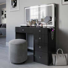 Emilia Premium Makeup Vanity with LED Mirror, Bluetooth Speakers, and 5 Drawers | Boahaus Vanity