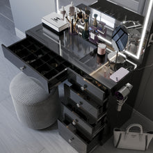 Emilia Premium Makeup Vanity with LED Mirror, Bluetooth Speakers, and 5 Drawers | Boahaus Vanity