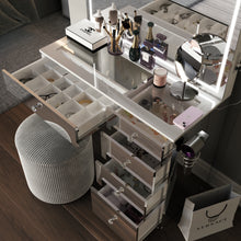 Emilia Premium Makeup Vanity with LED Mirror, Bluetooth Speakers, and 5 Drawers | Boahaus Vanity