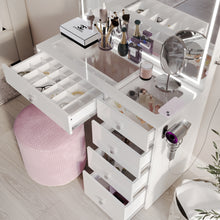 Emilia Premium Makeup Vanity with LED Mirror, Bluetooth Speakers, and 5 Drawers | Boahaus Vanity