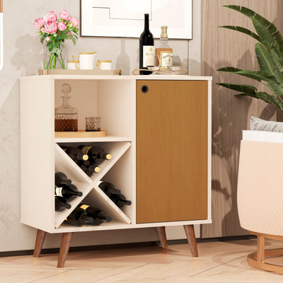 Boahaus Cartmel Bar Cabinet with Wine Rack & Storage | Modern Design & Wooden Legs (OSTK)