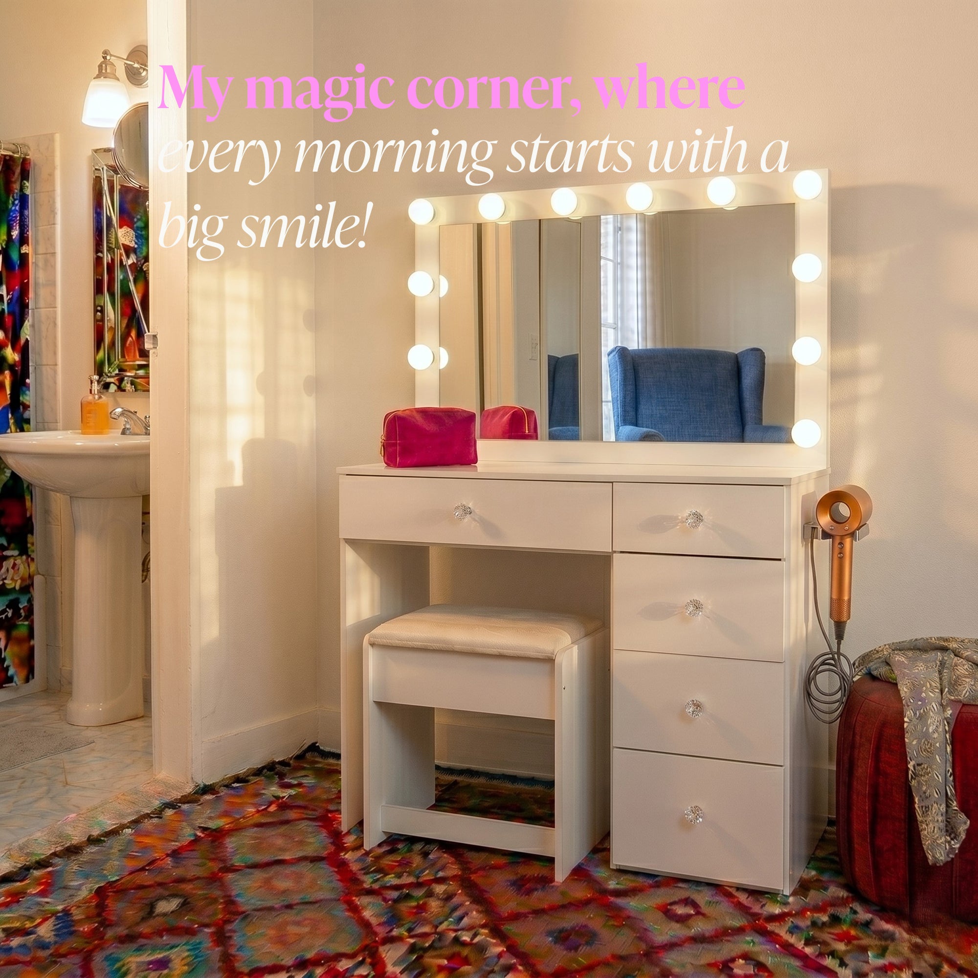 Venecia Lighted Makeup Vanity Desk
