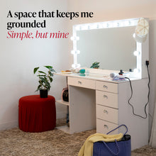 Louise Lighted Vanity Table with Glass Top