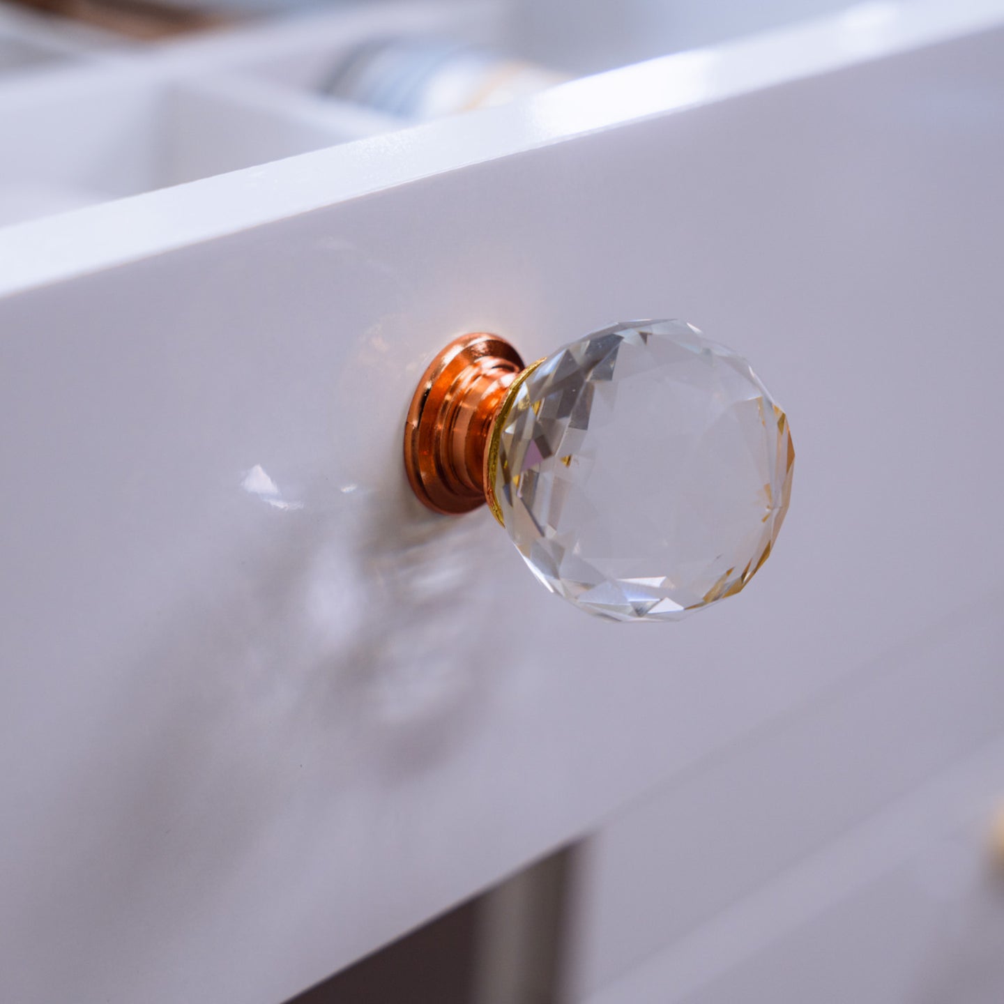 Boahaus Rose Gold Crystal Cabinet Knobs, 1 inch - Set of 10 Stylish Drawer Pulls for Cabinets, Dressers, Vanities Boahaus Rose Gold Crystal Cabinet Knobs, 1 inch - Set of 10 Stylish Drawer Pulls for Cabinets, Dressers, Vanities