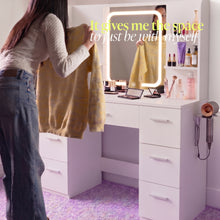 Lena Vanity Desk with LED Mirror