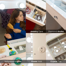 Louise Lighted Vanity Table with Glass Top