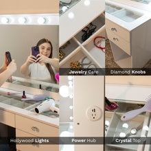 Amira Lighted Vanity Table with Glass Top