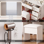 Boahaus Mila Vanity Desk with LED Mirror