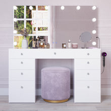 Lola Makeup Vanity with Glass Top, Built-In Lights, and Crystal Knobs | Premium Boahaus Vanity