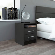 Boahaus Malaga Modern Nightstand with Open Shelf and Two Drawers | Contemporary Elegance