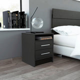 Boahaus Malaga Modern Nightstand with Open Shelf and Two Drawers | Contemporary Elegance