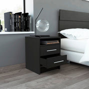 Boahaus Malaga Modern Nightstand with Open Shelf and Two Drawers | Contemporary Elegance