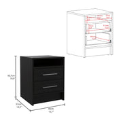 Boahaus Malaga Modern Nightstand with Open Shelf and Two Drawers | Contemporary Elegance