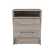 Boahaus Malaga Modern Nightstand with Open Shelf and Two Drawers | Contemporary Elegance