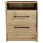 Boahaus Malaga Modern Nightstand with Open Shelf and Two Drawers | Contemporary Elegance
