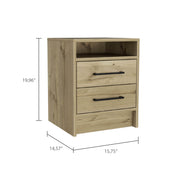 Boahaus Malaga Modern Nightstand with Open Shelf and Two Drawers | Contemporary Elegance