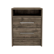 Boahaus Malaga Modern Nightstand with Open Shelf and Two Drawers | Contemporary Elegance
