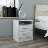 Boahaus Malaga Modern Nightstand with Open Shelf and Two Drawers | Contemporary Elegance