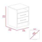 Boahaus Malaga Modern Nightstand with Open Shelf and Two Drawers | Contemporary Elegance