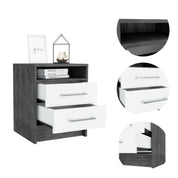 Boahaus Malaga Modern Nightstand with Open Shelf and Two Drawers | Contemporary Elegance