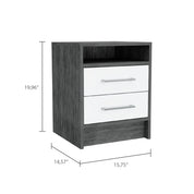 Boahaus Malaga Modern Nightstand with Open Shelf and Two Drawers | Contemporary Elegance