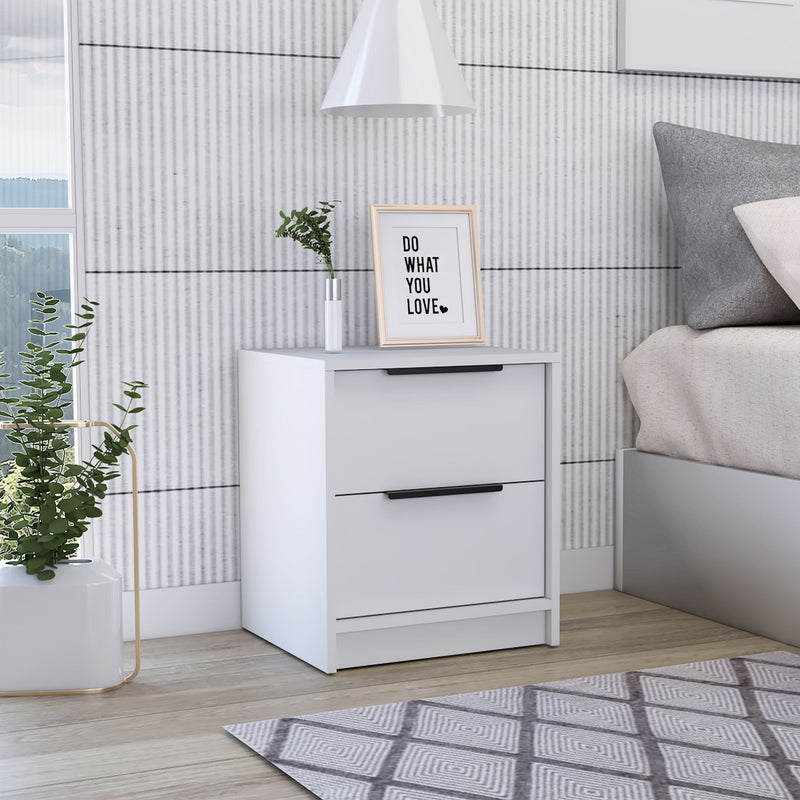 Boahaus Toledo Nightstand with Two Drawers | White Premium Design