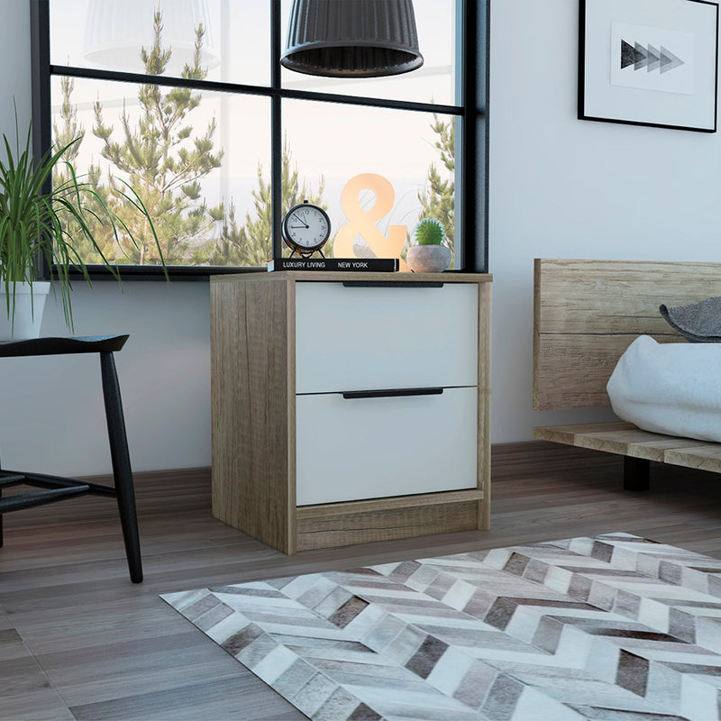 Boahaus Toledo Nightstand with Two Drawers | White Premium Design