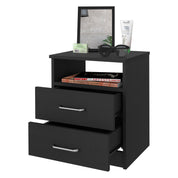 Boahaus Palma Nightstand with Two Drawers and Open Compartment | Black Premium Design