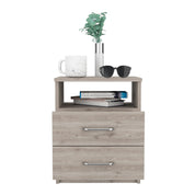 Boahaus Palma Nightstand with Two Drawers and Open Compartment | Black Premium Design