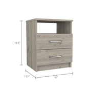 Boahaus Palma Nightstand with Two Drawers and Open Compartment | Black Premium Design