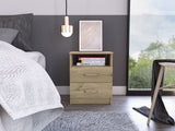 Boahaus Palma Nightstand with Two Drawers and Open Compartment | Black Premium Design