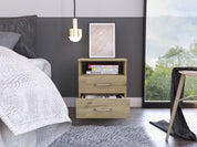 Boahaus Palma Nightstand with Two Drawers and Open Compartment | Black Premium Design