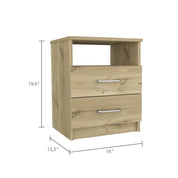 Boahaus Palma Nightstand with Two Drawers and Open Compartment | Black Premium Design