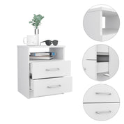 Boahaus Palma Nightstand with Two Drawers and Open Compartment | Black Premium Design